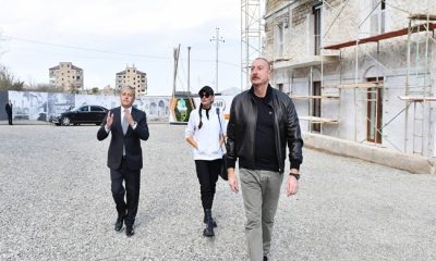 İlham Aliyev ve First Lady Mehriban Aliyeva, Şuşa’daki 23 binadan oluşan konut kompleksinin inşaat çalışmaları ile tanıştı
